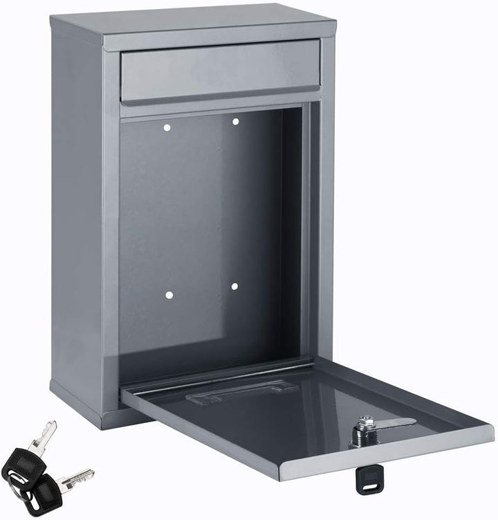MONZANA® Briefkasten Silber inkl. 2 Schlüssel Namensschild abschliessbar Mailbox Briefkastenanlage P