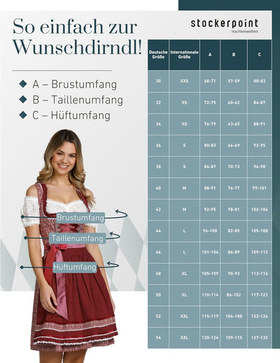 Stockerpoint Damen Dirndl Kim Kleid für besondere Anlässe 36 Bordeaux, 36 Bordeaux