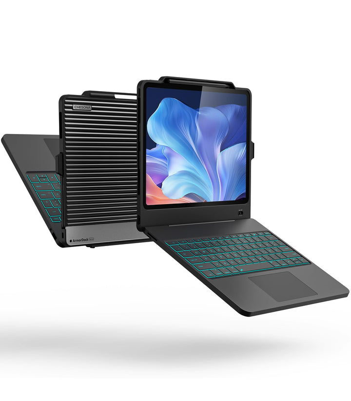 CHESONA ArmorDock iPad Pro 12.9 Hülle mit Tastatur, 6-in-1 Hub Dockingstationen Tastatur für iPad Pr