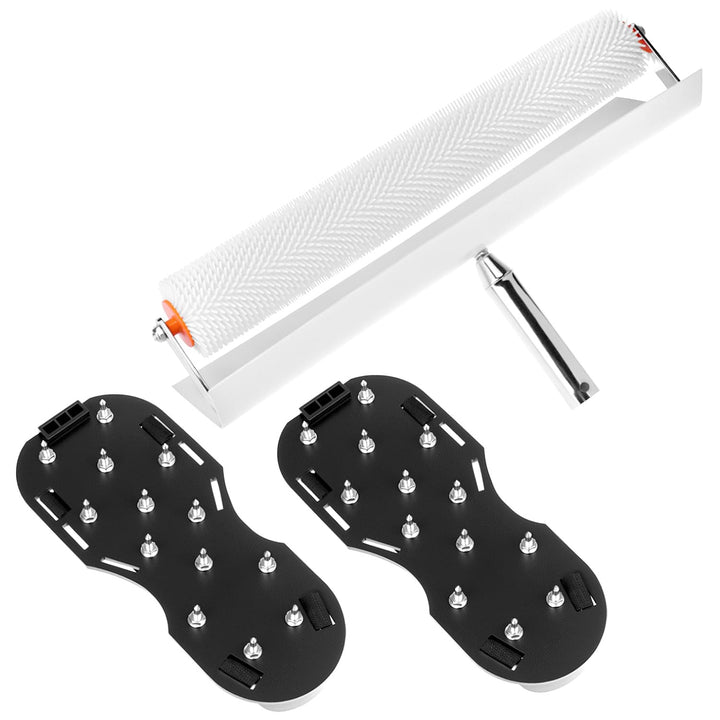 QWORK® Bodenbeschichtung Set, Epoxid Spike Schuhe, Entlüftungsroller 50 cm mit spritzschutz Epoxid S