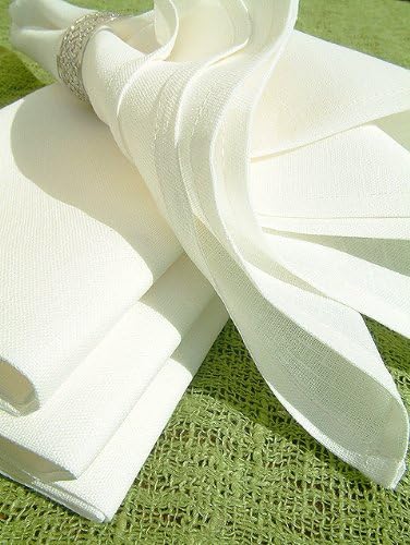 LinenMe 49 x 49 cm, Set 24 Servietten Weiss Leinen Baumwolle Lucia 0020324