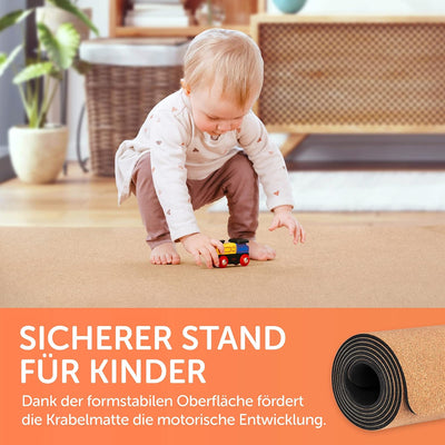 Famifidus Krabbelmatte Baby schadstofffrei - Kinder Spielmatte aus Kork & Naturkautschuk - 80 x 80 c