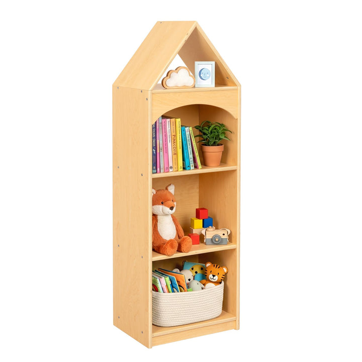 OOOK Kinder Bücherregal Holz, 4 Etagen Spielzeug Regal in Hausform | Kinder Regal, Bücherregal Kinde