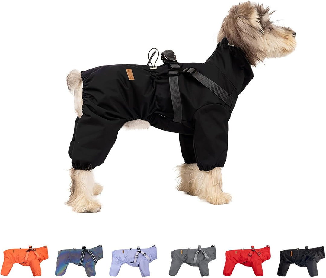 Hundegeschirr, Regenmantel, verstellbar, 4 Beine, Hundejacke mit Geschirr, reflektierender Overall,