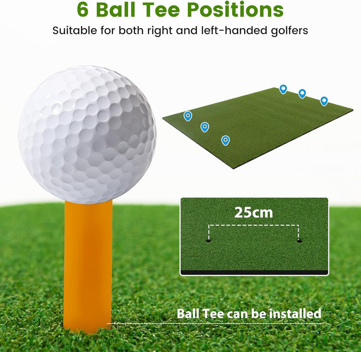 LIFEZEAL Golf Übungsmatte, Abschlagmatte Golf mit 6 Abschlagpositionen, Outdoor Sports Golf Training