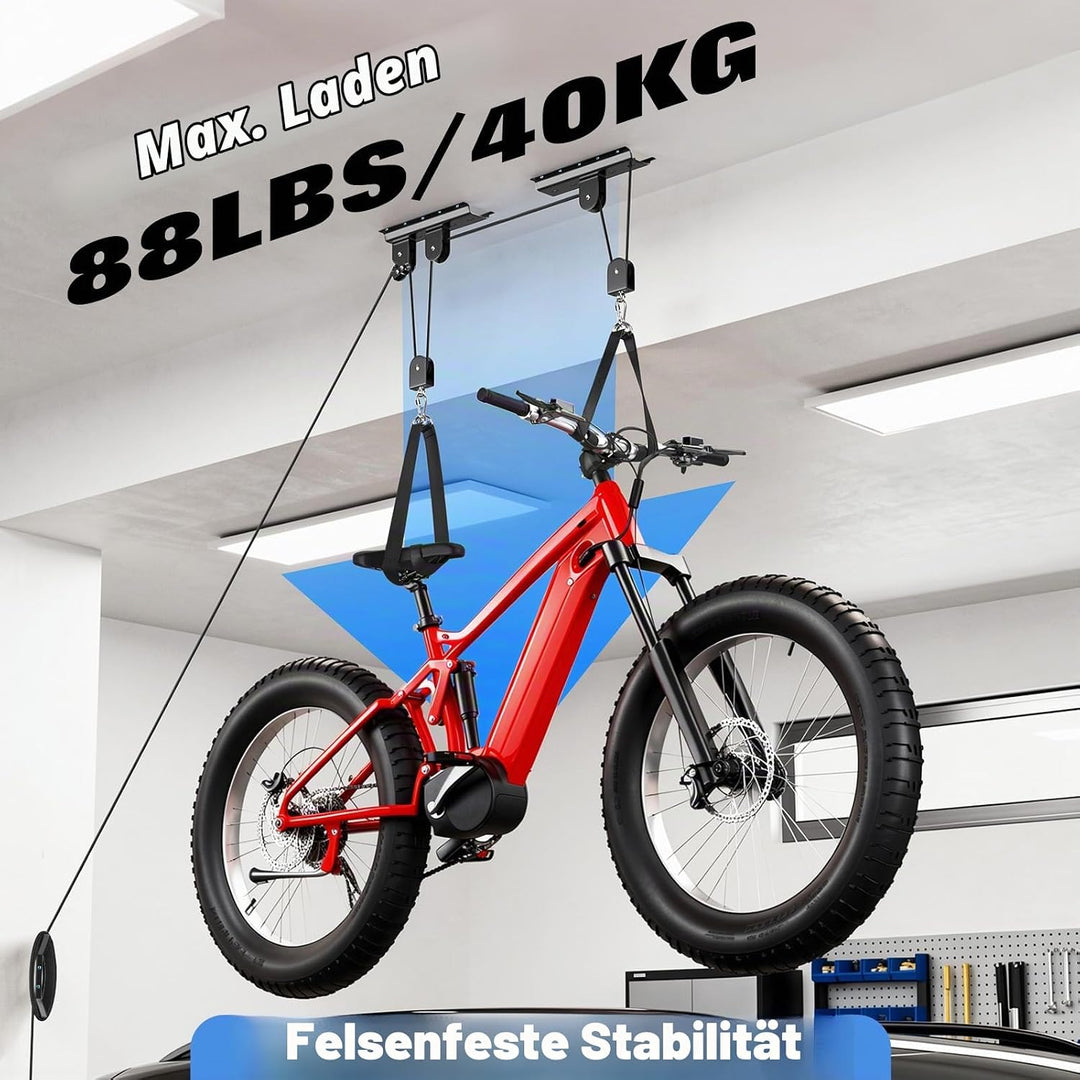 Housolution Fahrradheber, [2 Pack] Hebezugsystem mit 88Lbs Tragkraft, passend für 3-4,9m hohe Decken