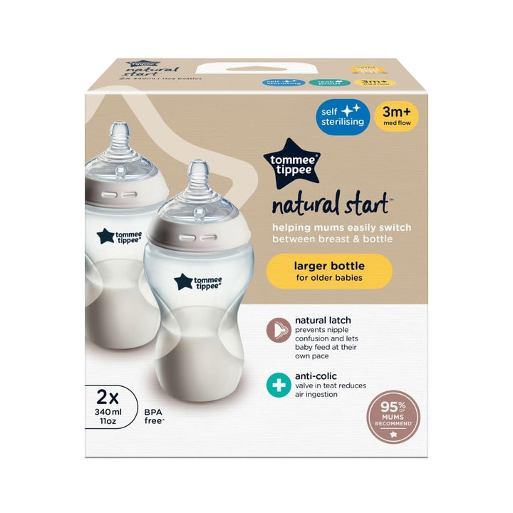 Tommee Tippee Closer to Nature Babyflaschen, Natürlich geformter Trinksauger mit Anti-Kolik-Ventil,