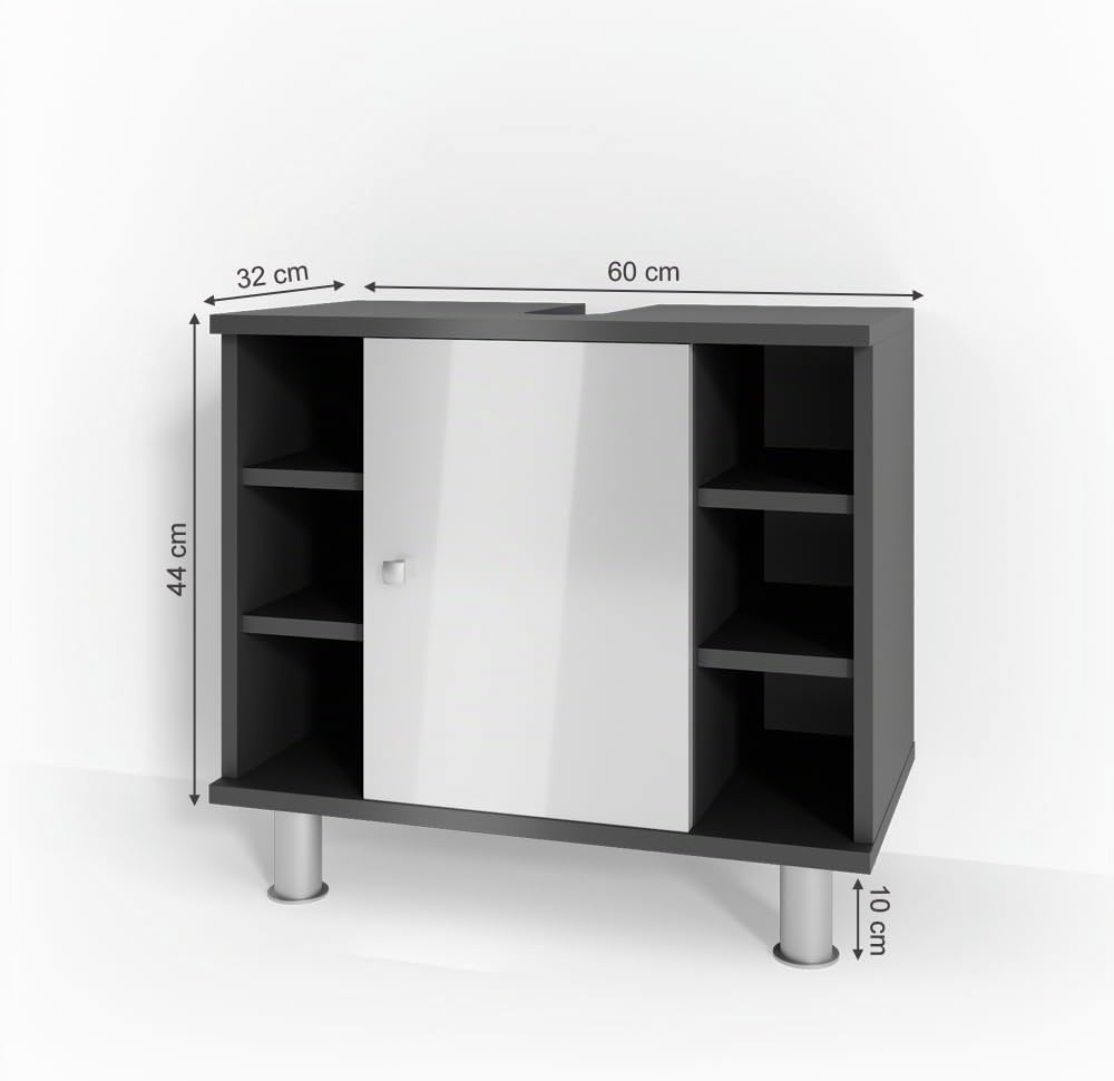 Vicco Waschbeckenunterschrank Fynn, Anthrazit/Weiss, 60 x 54 cm Anthrazit 60 x 54 cm, Anthrazit 60 x