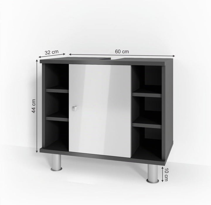 Vicco Waschbeckenunterschrank Fynn, Anthrazit/Weiss, 60 x 54 cm Anthrazit 60 x 54 cm, Anthrazit 60 x