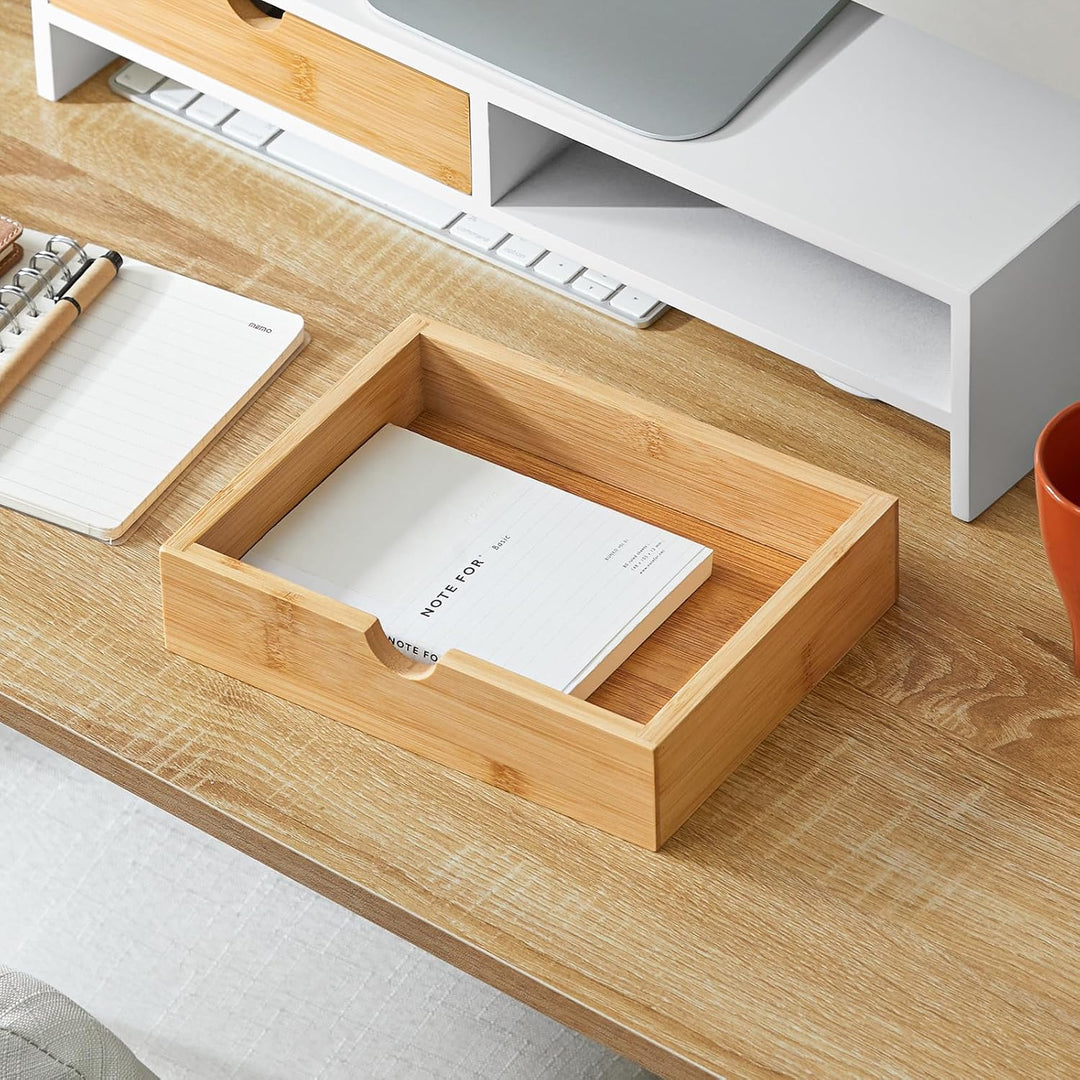 SoBuy Schreibtisch Organizer, Monitorständer mit 2 Schubladen, Monitorerhöhung für Schreibtisch, Mon