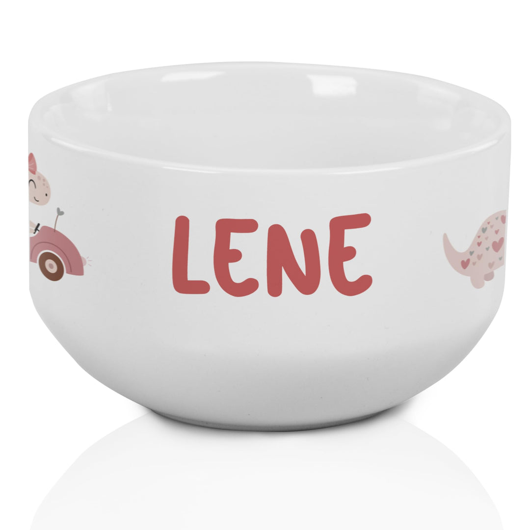 GRAZDesign Dino Müslischale mit Name Dinosaurier Mädchen Schale personalisiert Keramik