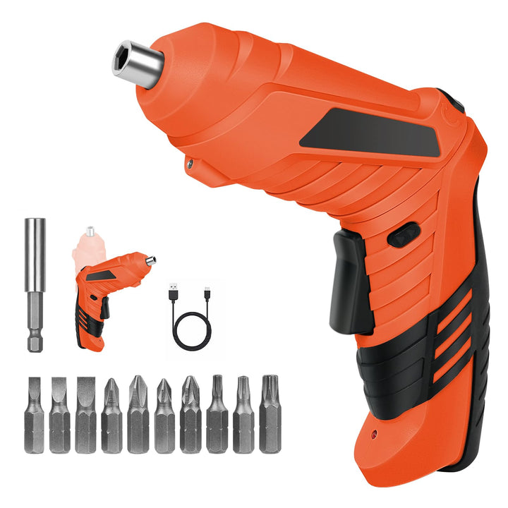 Orange - Elektroschrauber flintronic Akkuschrauber Klein, Mini Akkuschrauber con LED-Licht, 1300mAh