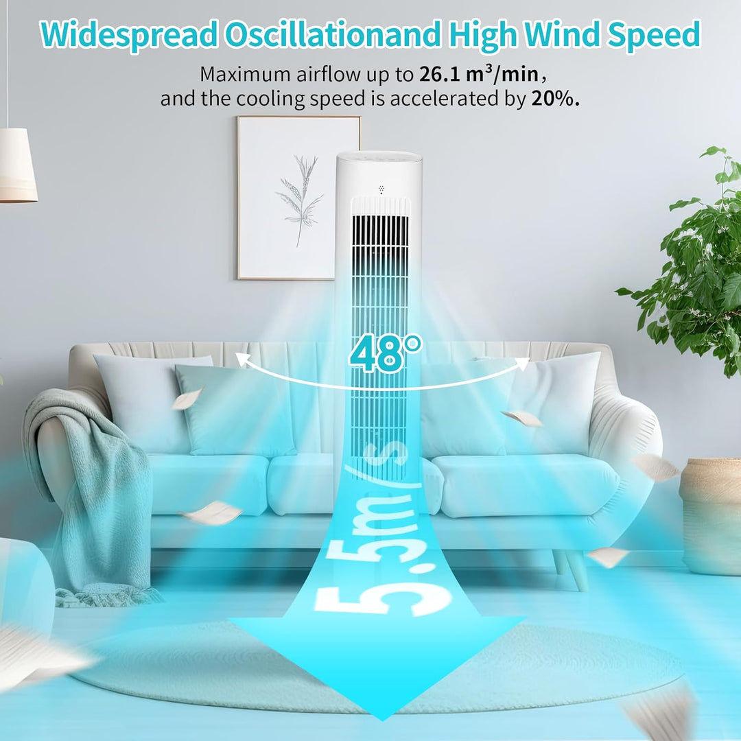 LIFERUN Turmventilator Ventilator Aroma-Funktion mit Kühlung Wasserkühlung mit Fernbedienung Standve