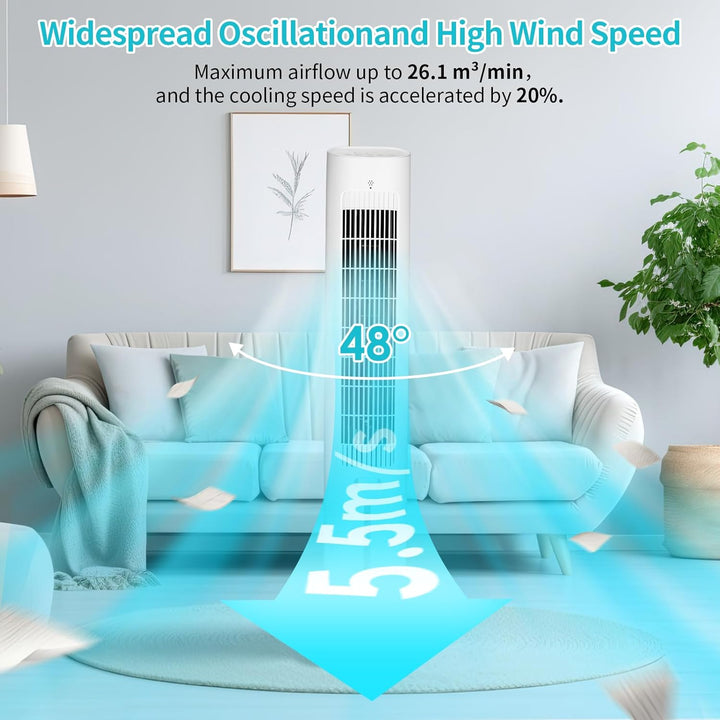 LIFERUN Turmventilator Ventilator Aroma-Funktion mit Kühlung Wasserkühlung mit Fernbedienung Standve