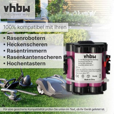 vhbw Akku kompatibel mit Gardena R38Li, R40Li, R45Li, R50Li, R70Li, R75Li, R80Li, 124562 Mähroboter