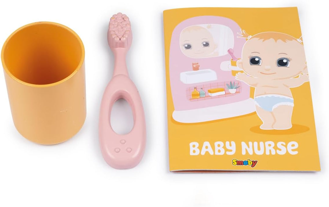Smoby - Baby Nurse Puppen-Badezimmer - Puppentoilette mit Waschbecken, Spiegel & Zubehör - Rollenspi