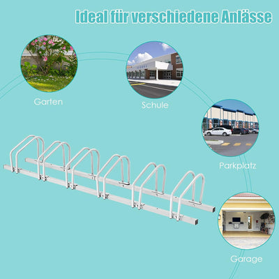 COSTWAY Fahrradständer Standparker Bodenständer Aufstellständer mit 4/5/6 Fahrrad Stellplätze, Mehrf