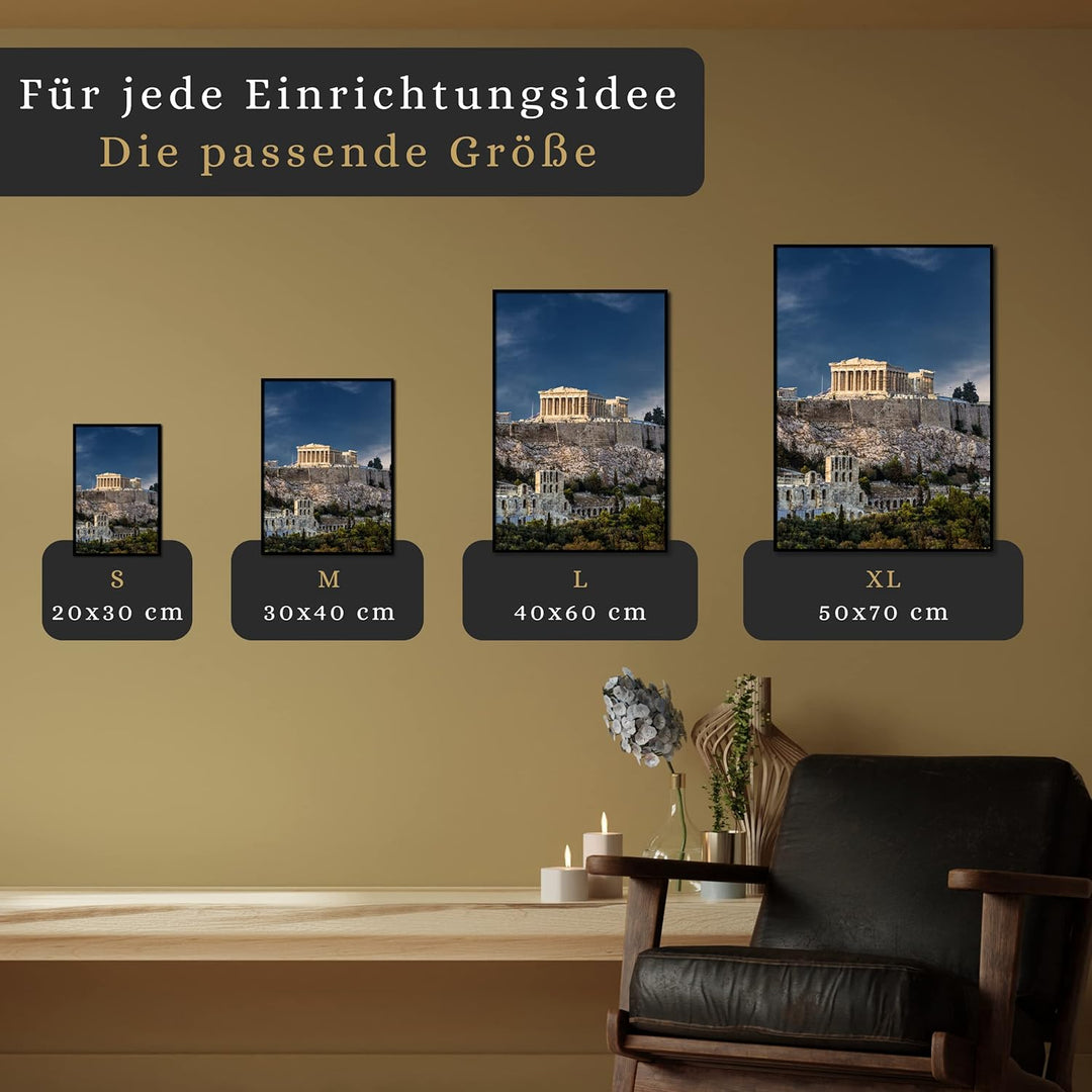 Rahmenbild Akropolis | Wandbild mit Rahmen schwarz | Bild Griechenland | Die Akropolis ist eine anti