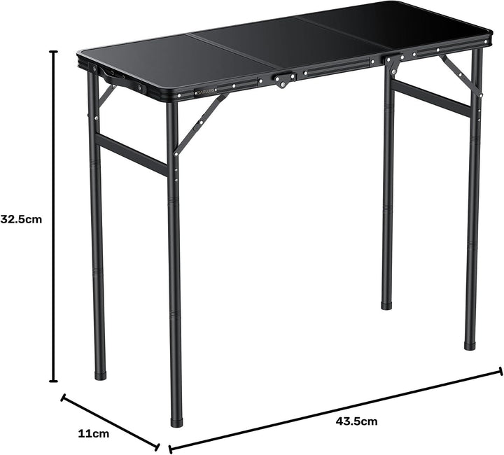 GARLLEN Klappbarer Campingtisch, 90x40cm mit 3 Höhenverstellbar(27/51/75cm), Stabiler Tragbar Klappt