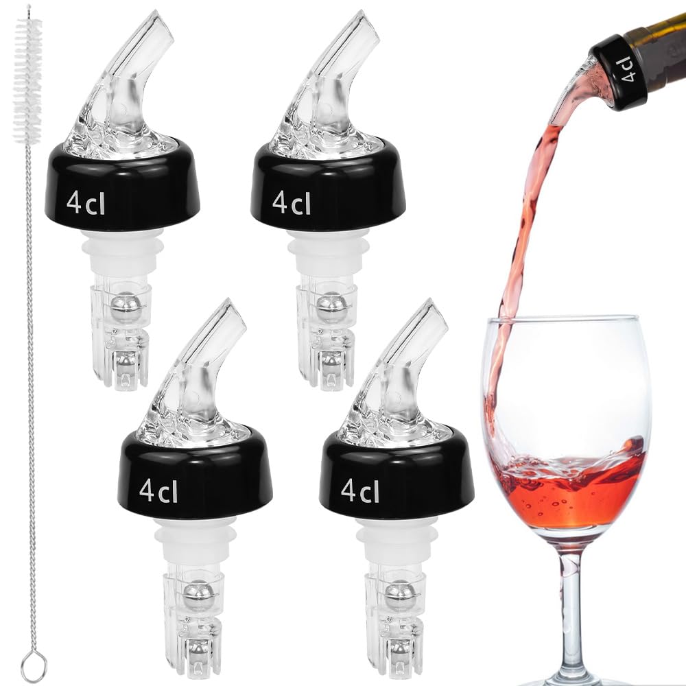 4 Stück Flaschenausgiesser Spirituosen 4cl Dosierer für Flaschen, Ausgiesser für Spirituosen 4cl mit