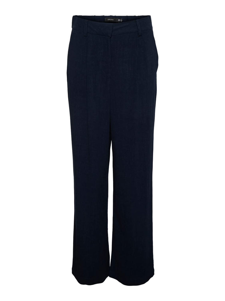VERO MODA Damen Vmtiraver Mr Wide Linen Pants Hose, Navy Blazer, 30W / 30L EU