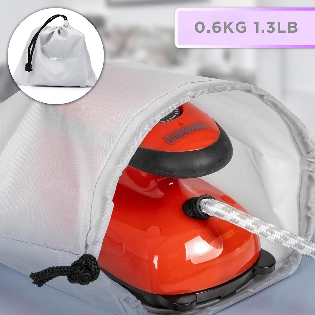 Duronic SI2 RD Mini Reisebügeleisen, 375W Mini Bügeleisen, Dampfbügeleisen 50ml Wassertank, kleines