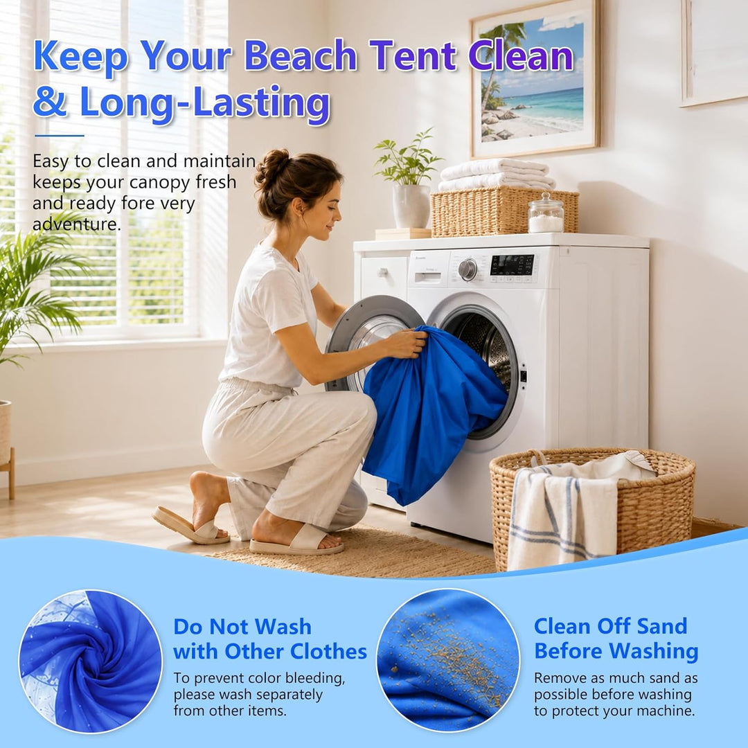 Strandzelt mit Strandmatte, LSF 50+ Hochschutz, 2x2x2m, inkl. Sandanker, Alu-Stangen & Tragetasche,