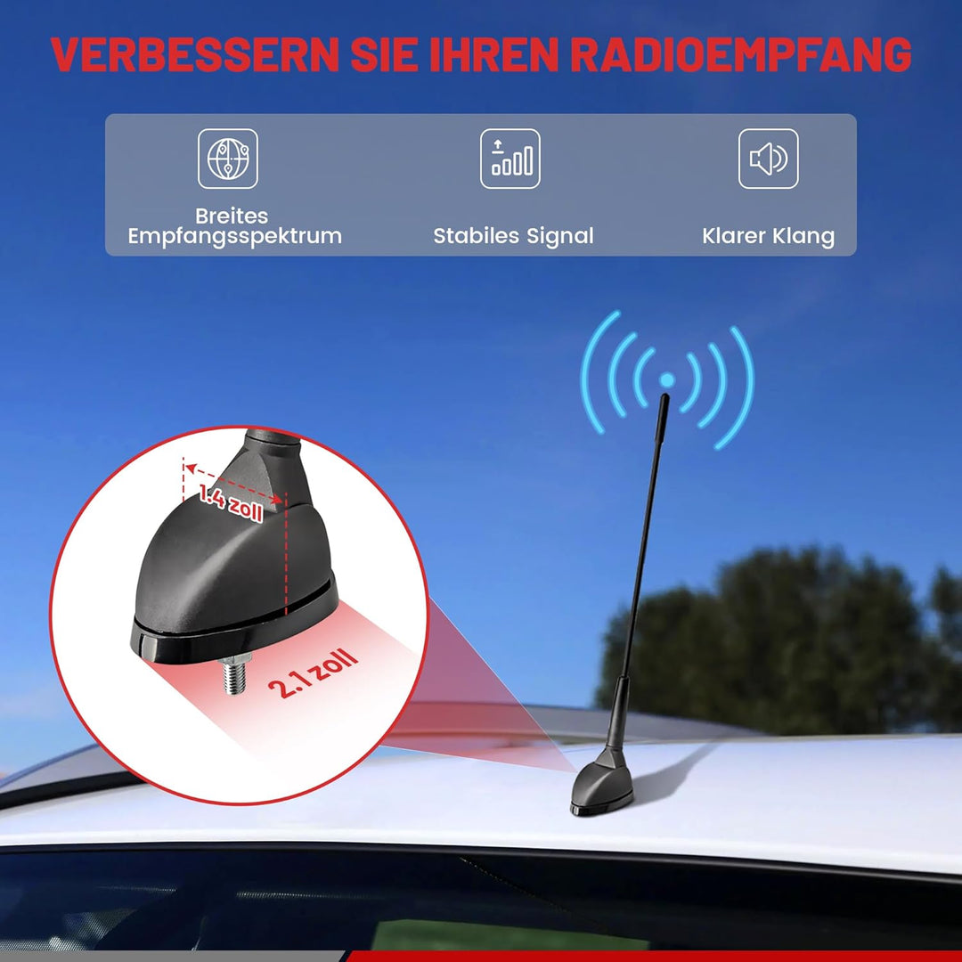 RED WOLF Dachantenne für Peugeot Citroen FIAT Opel Ford, Auto Antennenfuss mit FM AM Autoradio Anten