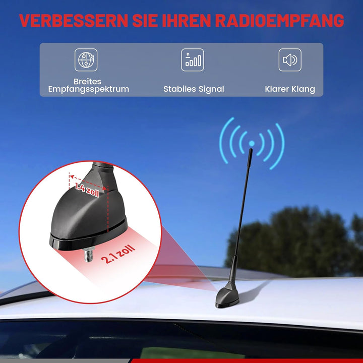 RED WOLF Dachantenne für Peugeot Citroen FIAT Opel Ford, Auto Antennenfuss mit FM AM Autoradio Anten