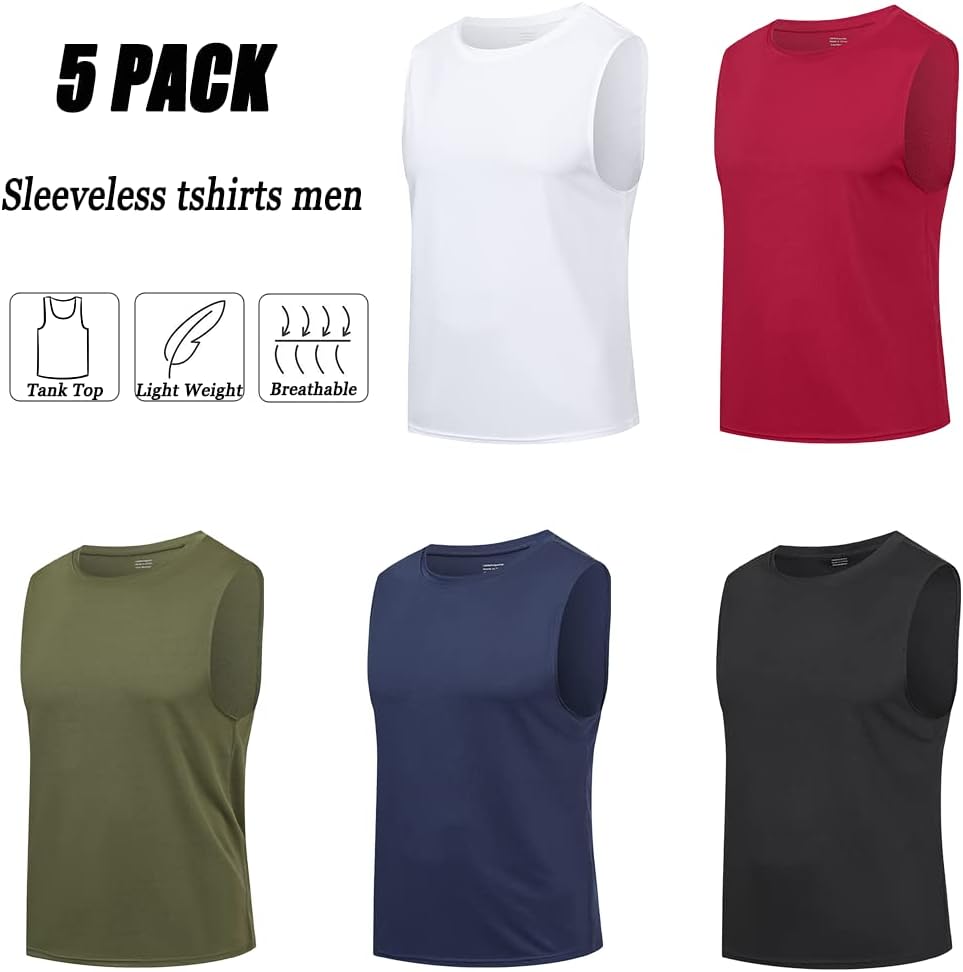 HUAKANG 3/5er Pack Tank Top Herren Ärmelloses Shirt Fitness Achselshirt Unterhemd Schnelltrocknendes