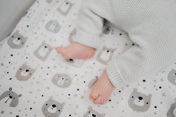FlyIdeas Spannbettlaken 60x120 cm fur Babybett, 3 STK. - 100% Reine und Sanft Baumwolle - 2 Spannbet