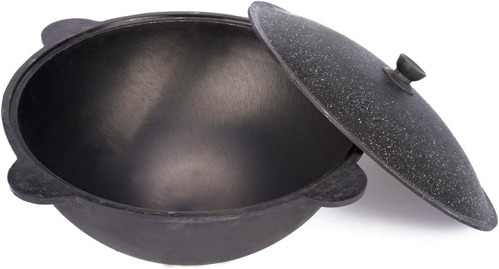 Kazan Topf aus Gusseisen mit Deckel, für Utschak geeignet, Outdoorküche Gulasch Kanone Kasan 16 Lite