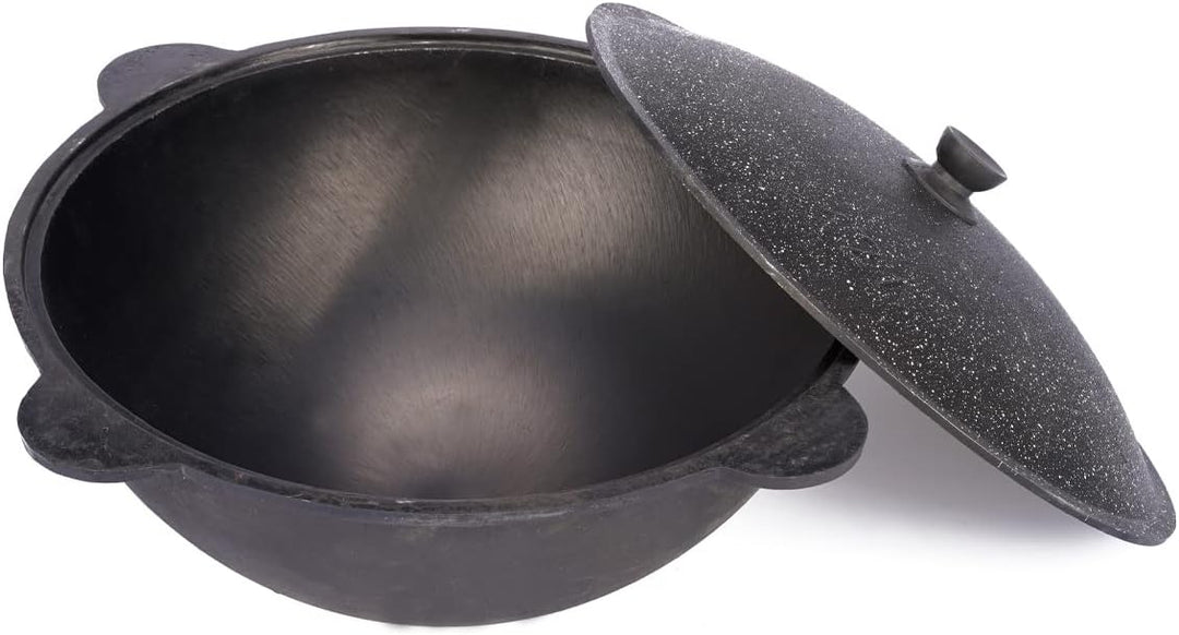Kazan Topf aus Gusseisen mit Deckel, für Utschak geeignet, Outdoorküche Gulasch Kanone Kasan 6 Liter