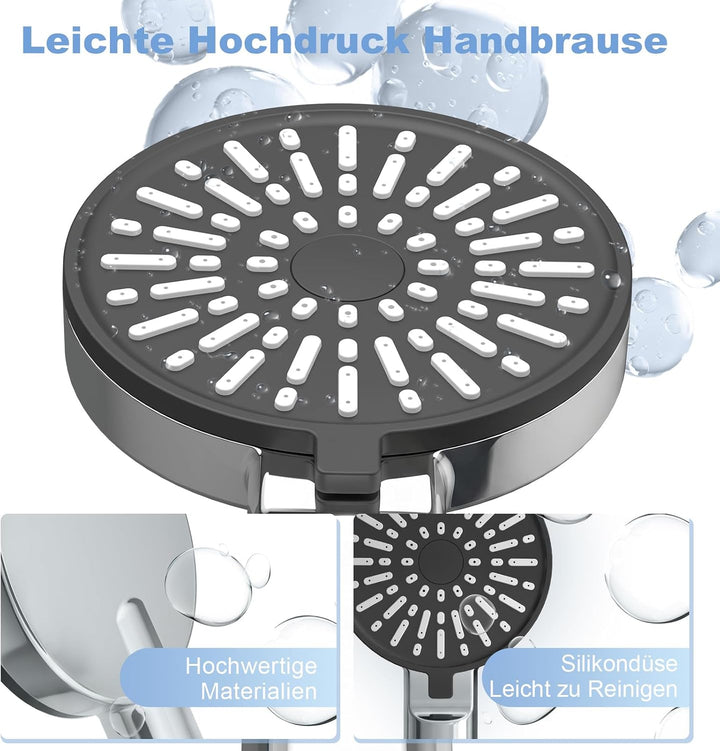 OFFO Filter Duschkopf mit Schlauch 1,6m und halterung, 90mm Duschbrause mit Kalkfilter und 3 Strahla