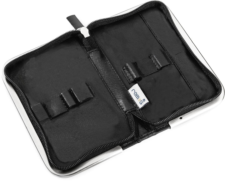 REMOS Nageletui leer aus echtem Leder zum Bestücken mit 6 Instrumenten - schwarz, schwarz