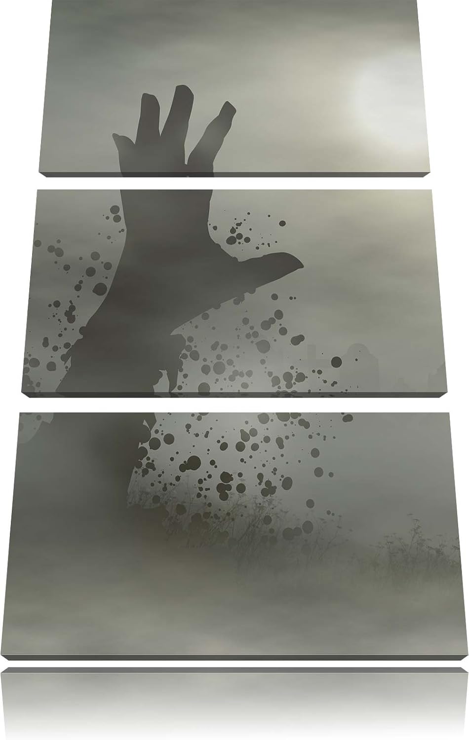 Pixxprint erwachender Zombie 3-Teiler Leinwandbild 120x80 Bild auf Leinwand