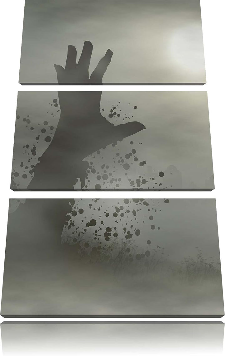 Pixxprint erwachender Zombie 3-Teiler Leinwandbild 120x80 Bild auf Leinwand