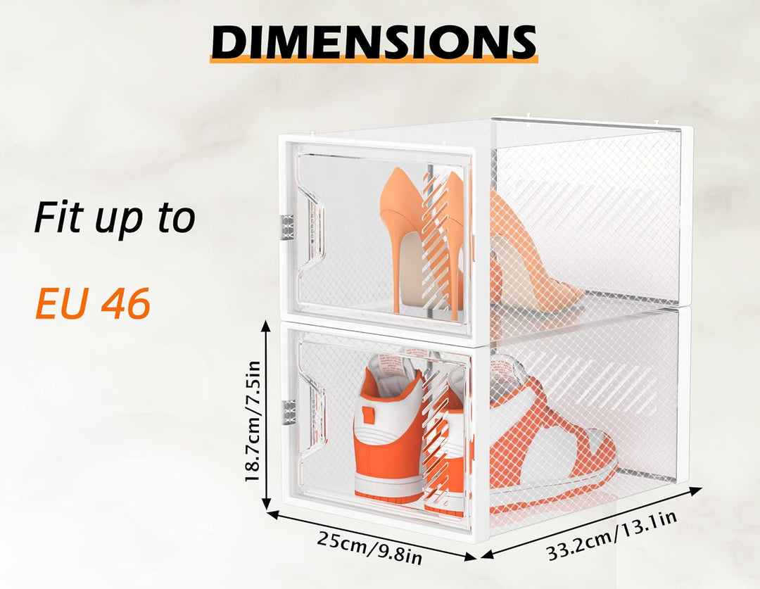 SIMPDIY Schuhboxen Stapelbar Transparent, 24er Pack Schuhkarton, Schuhaufbewahrung mit Deckel für Tu