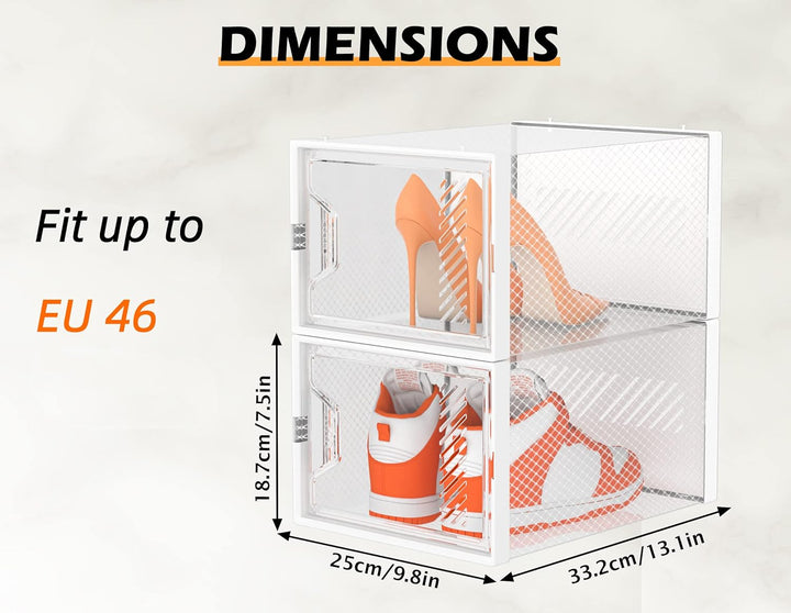 SIMPDIY Schuhboxen Stapelbar Transparent, 24er Pack Schuhkarton, Schuhaufbewahrung mit Deckel für Tu