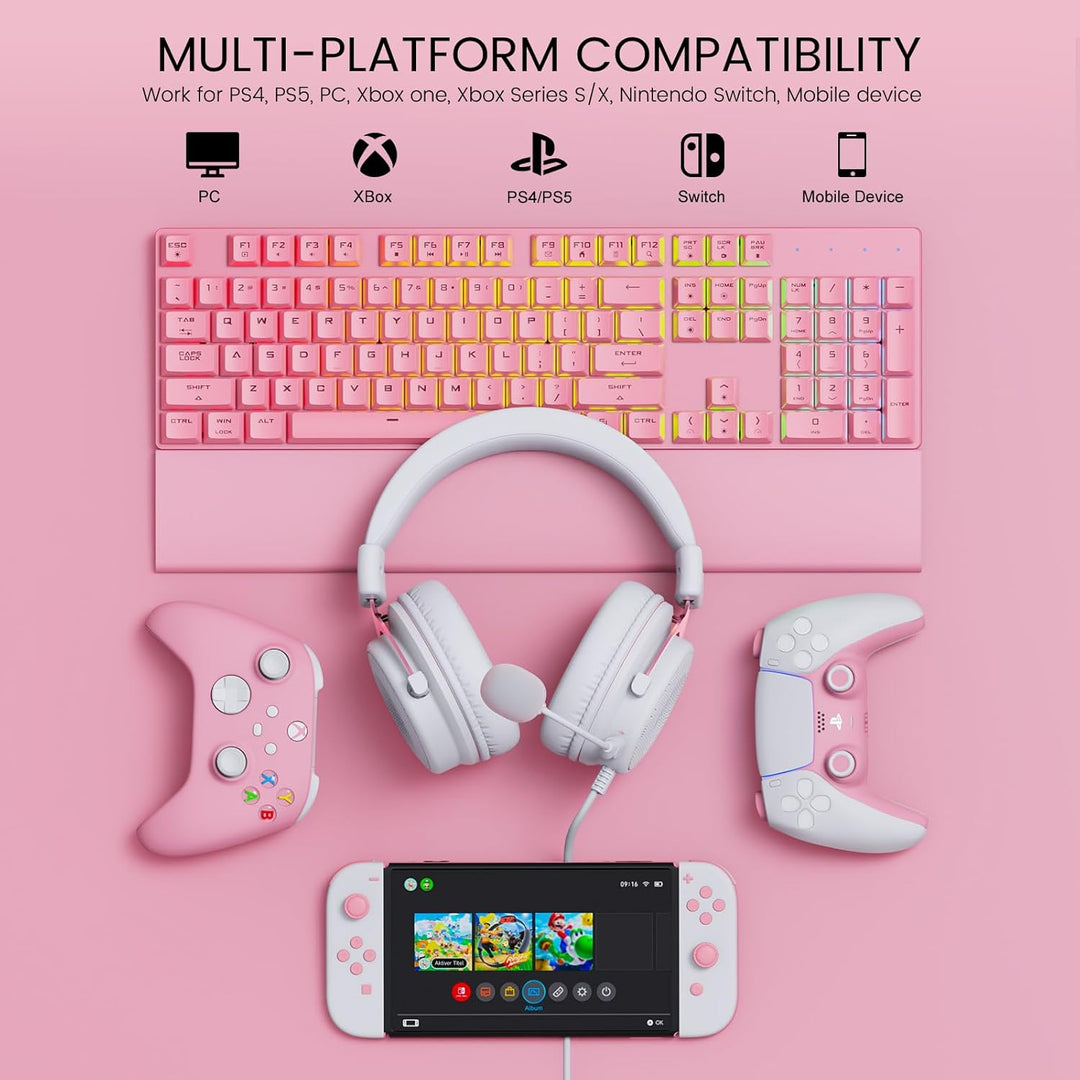EKSA E900 Gaming Headset, PC Headset mit Abnehmbar Mikrofon mit Geräuschunterdrückung, 3D Surround S