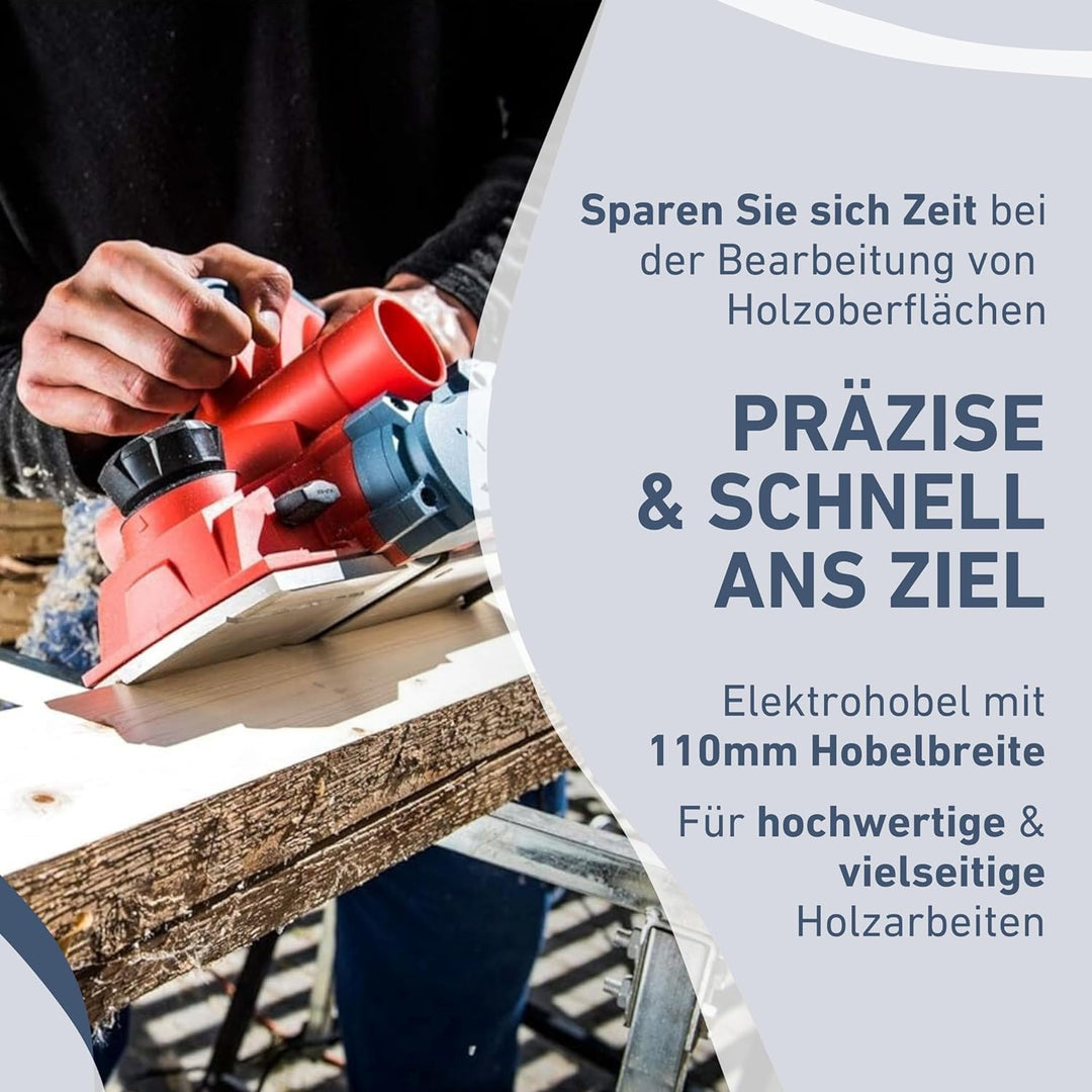 Extol Premium 8893405 Elektrohobel, Breite: 110mm, 1000W, bis 3mm Spantiefe, Parallelanschlag, 2 Ril