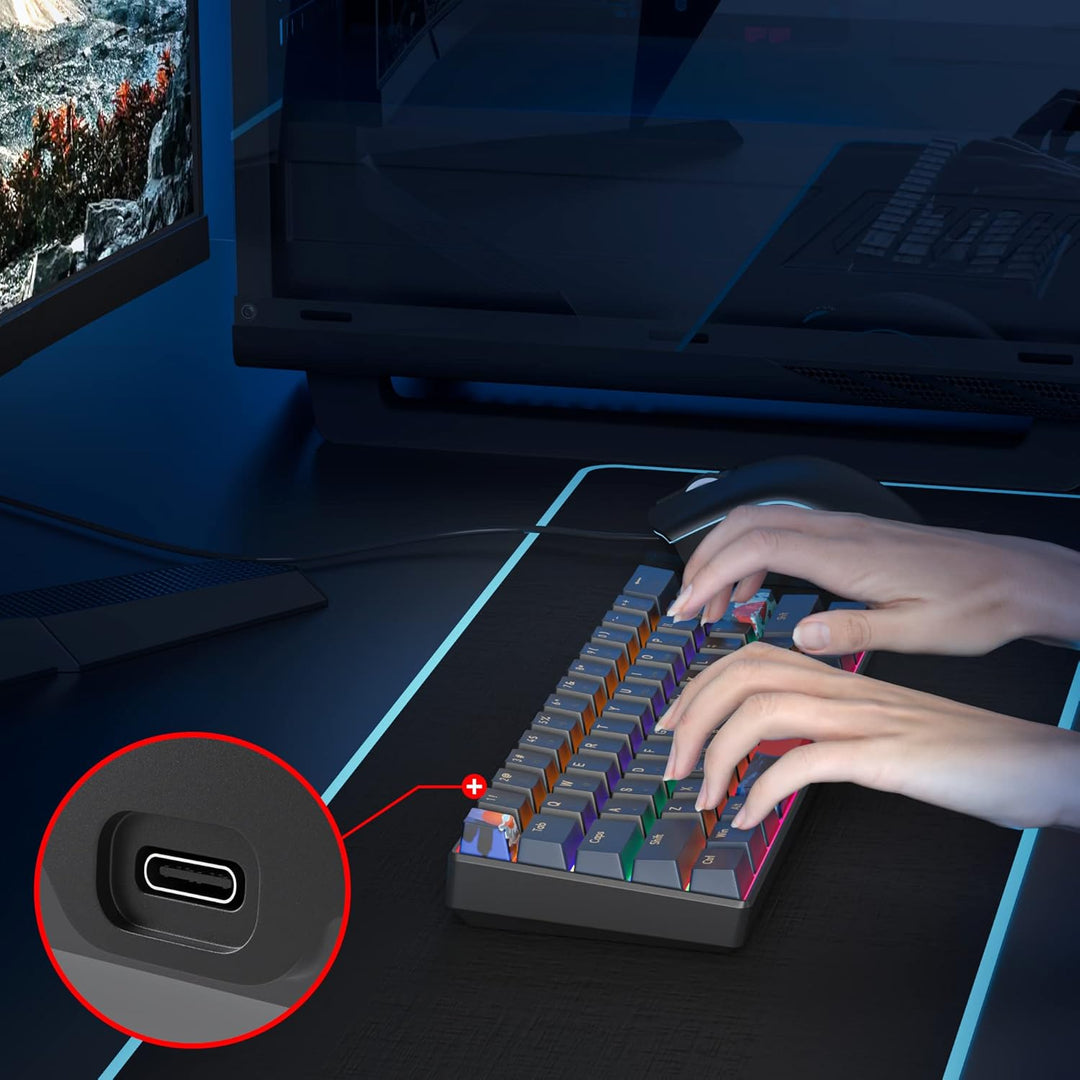 SOLIDEE mechanische Gaming Tastatur 60%,61 Tasten mit Lineare rote Schalter,kabelgebundene mechanisc
