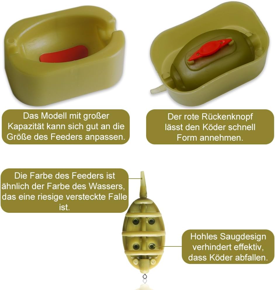 Method Feeder Set, 6 Stück Feeder Zubehör mit Angelhaken(Grösse 2), Fishing Feeder Futterkorb Angeln