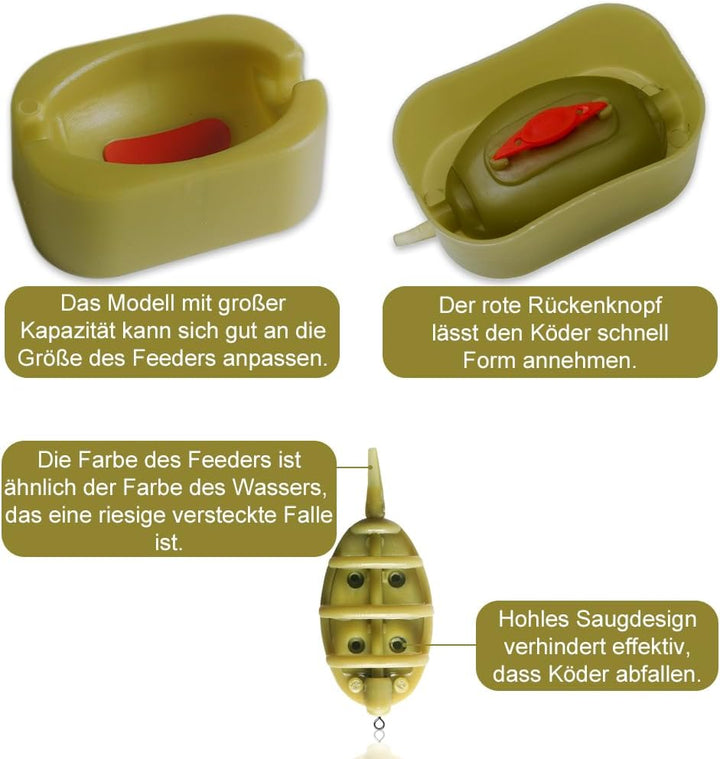 Method Feeder Set, 6 Stück Feeder Zubehör mit Angelhaken(Grösse 2), Fishing Feeder Futterkorb Angeln