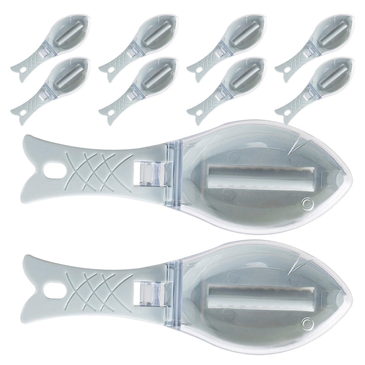 SEWACC 10 Stück Manuelles Fischschuppenentferner mit Abdeckung Ergonomischer Griff Langlebiger Edels