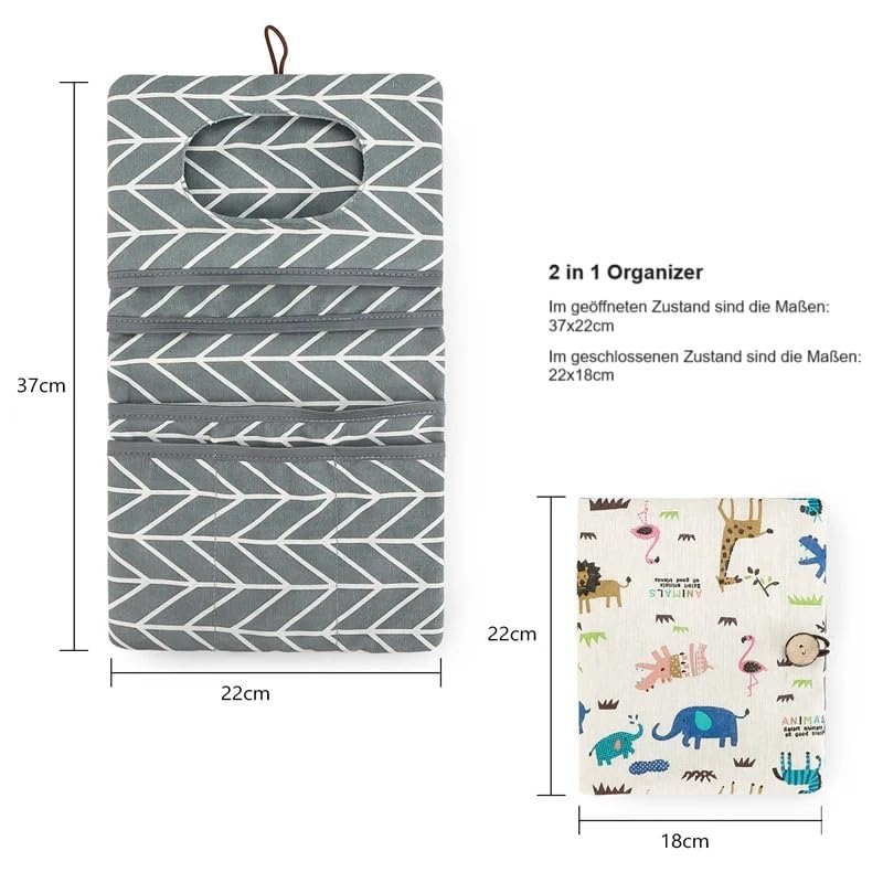Windeltasche für unterwegs für Jungen und Mädchen - Organizer 2 in 1 - kleine Wickeltasche mit sehr