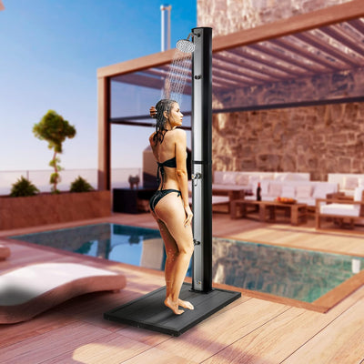 Arebos Bodenelement für Solardusche, Poolleiter oder Pool | Anthrazit | 101 x 63 x 5,5 cm | Bodenpla