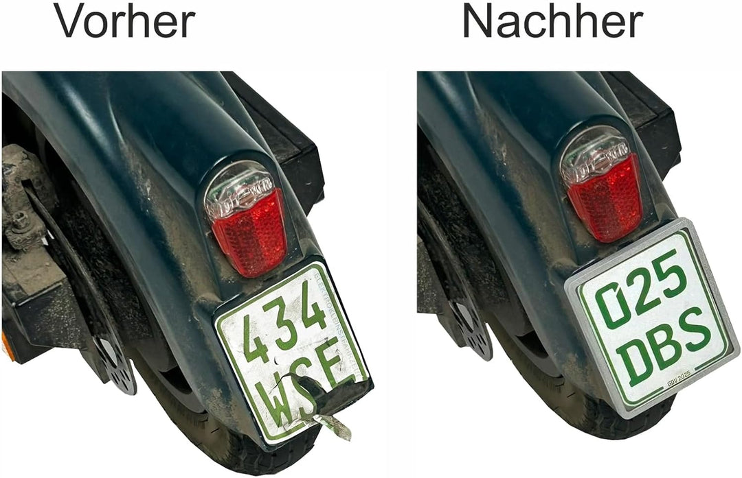 Kennzeichenhalter E-Scooter Aluminium gefräst – Blank – für Versicherungskennzeichen bis 57x67 mm –