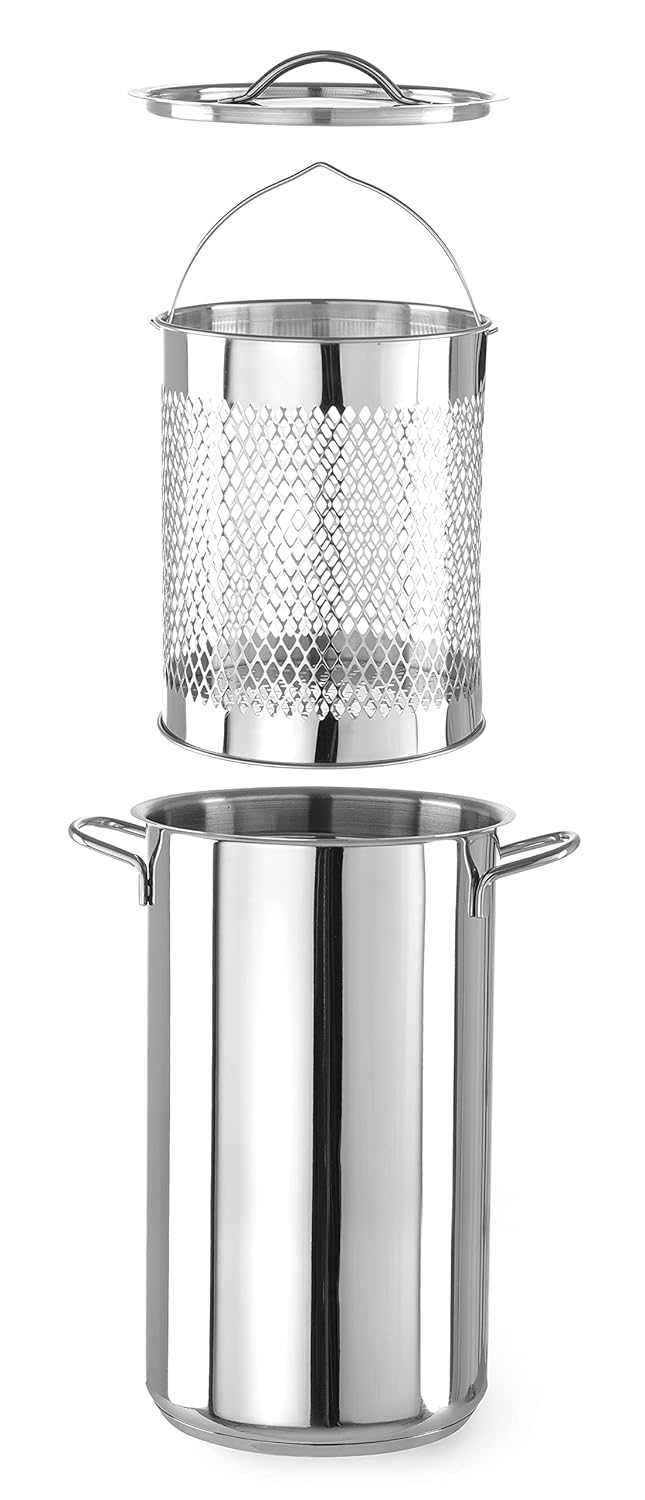 HENDI Spargeltopf Set XL, geeignet für alle Herdarten, 5,5L, ø160x(H)280mm, Edelstahl 18/0 & WMF Spa