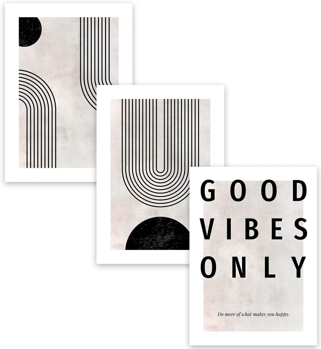 MUUDLY® Premium Poster 50x70 cm 3er Set, Grosse Bilder als Wanddeko, Moderne Wandbilder Hochformat (